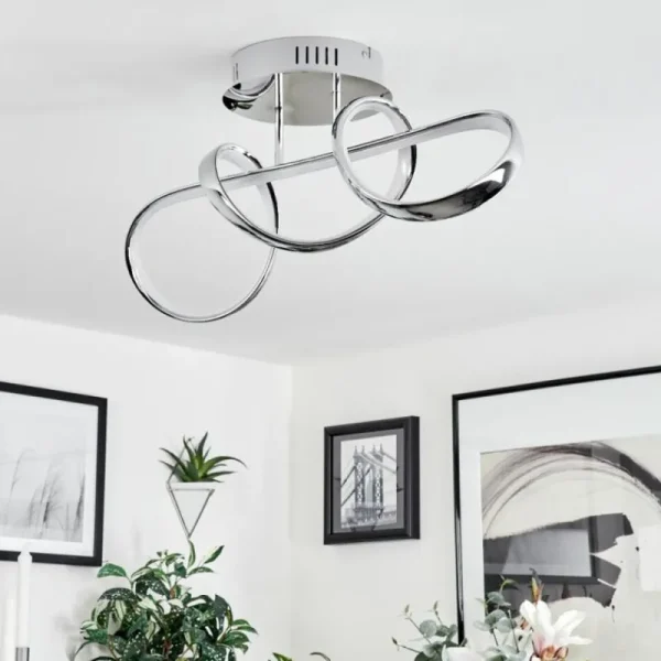 hofstein Plafonnier Dauntey LED Chrome, 1 lumière* Lampes Modernes
