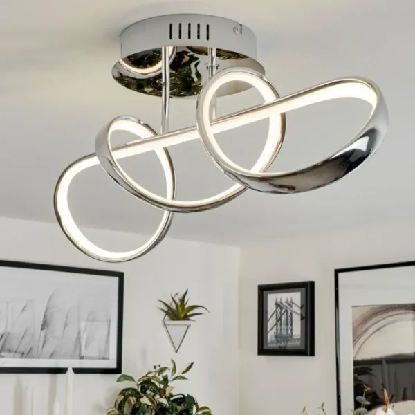 hofstein Plafonnier Dauntey LED Chrome, 1 lumière* Lampes Modernes