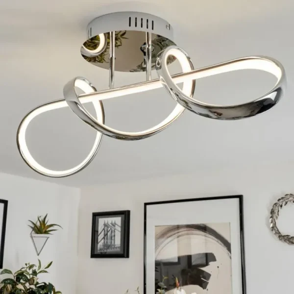 hofstein Plafonnier Dauntey LED Chrome, 1 lumière* Lampes Modernes