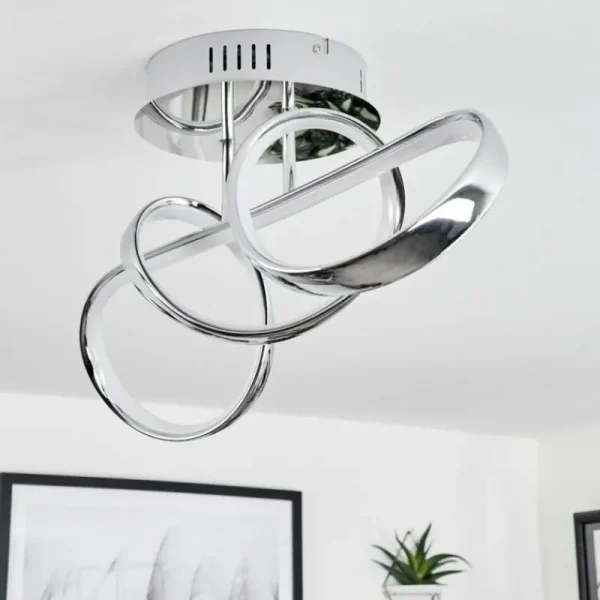 hofstein Plafonnier Dauntey LED Chrome, 1 lumière* Lampes Modernes