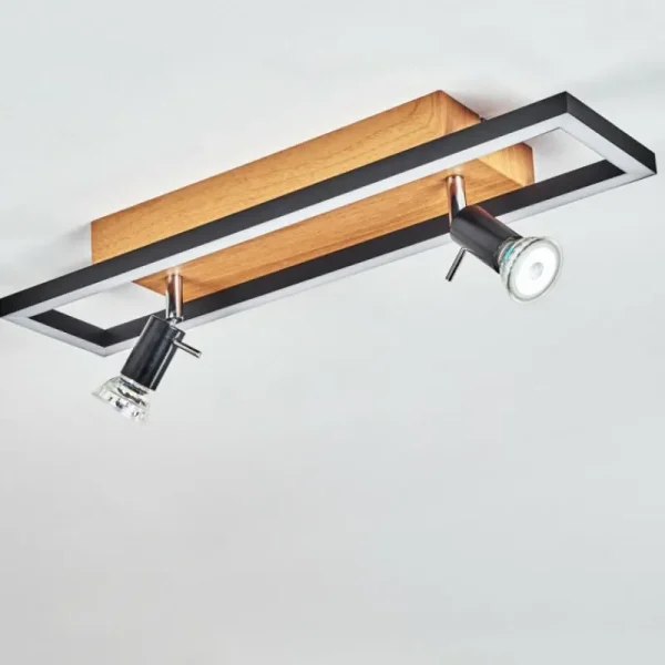hofstein Plafonnier Deadwood LED Brun, Chrome, Couleur bois, 3 lumières* Lampes Modernes