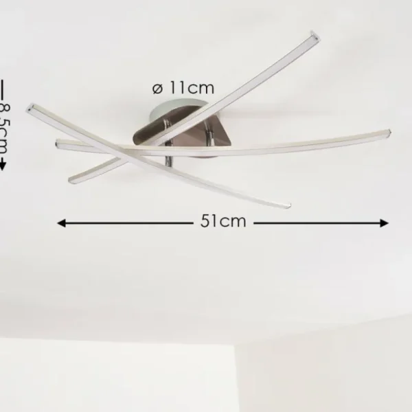 hofstein Plafonnier Deneb LED Nickel mat, 3 lumières* Lampes Modernes