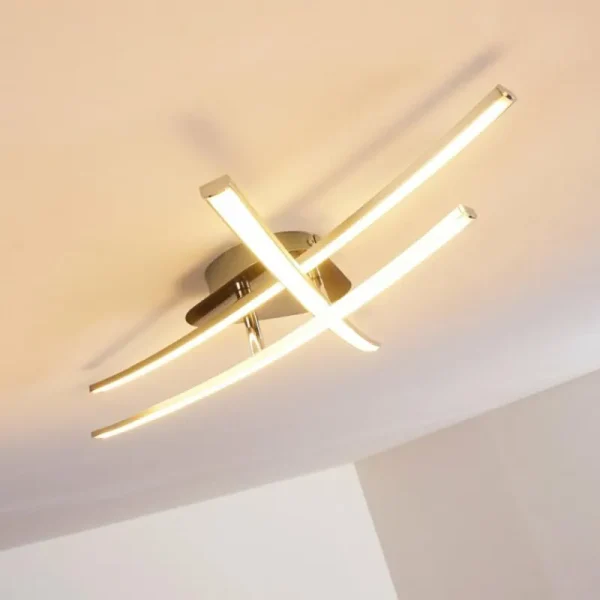 hofstein Plafonnier Deneb LED Nickel mat, 3 lumières* Lampes Modernes