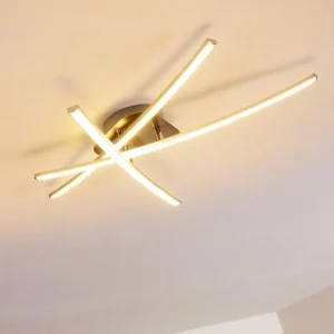 hofstein Plafonnier Deneb LED Nickel mat, 3 lumières* Lampes Modernes