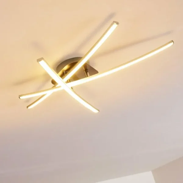hofstein Plafonnier Deneb LED Nickel mat, 3 lumières* Lampes Modernes
