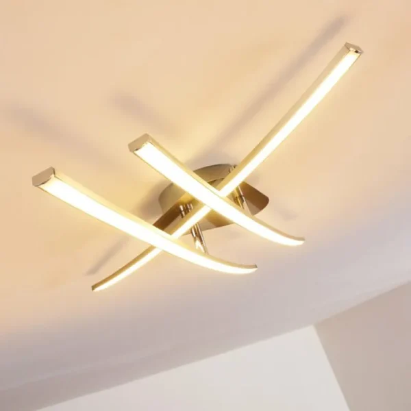 hofstein Plafonnier Deneb LED Nickel mat, 3 lumières* Lampes Modernes