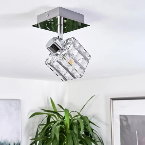 hofstein Plafonnier Desrue Chrome, Argenté, 1 lumière* Lampes Modernes