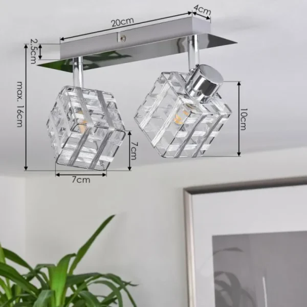 hofstein Plafonnier Desrue Chrome, Argenté, 2 lumières* Lampes Modernes