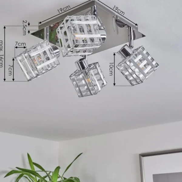 hofstein Plafonnier Desrue Chrome, Argenté, 4 lumières* Lampes Modernes