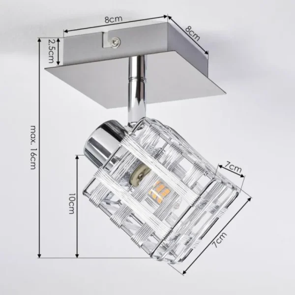 hofstein Plafonnier Desrue Chrome, Argenté, 1 lumière* Lampes Modernes