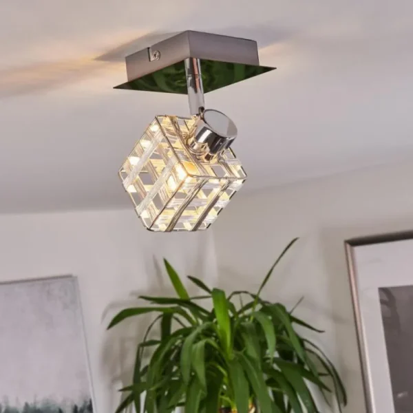 hofstein Plafonnier Desrue Chrome, Argenté, 1 lumière* Lampes Modernes