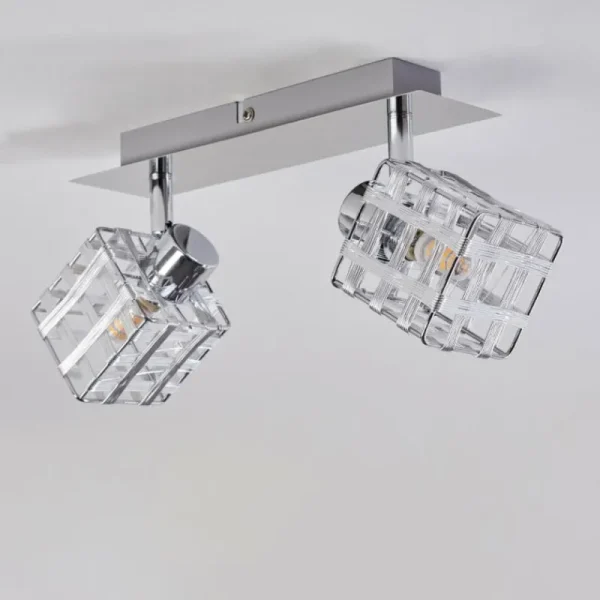 hofstein Plafonnier Desrue Chrome, Argenté, 2 lumières* Lampes Modernes