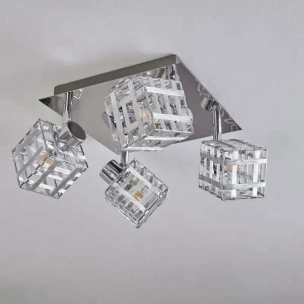 hofstein Plafonnier Desrue Chrome, Argenté, 4 lumières* Lampes Modernes