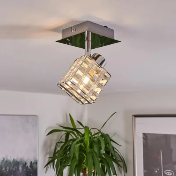 hofstein Plafonnier Desrue Chrome, Argenté, 1 lumière* Lampes Modernes