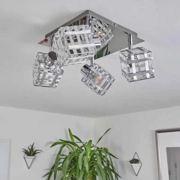 hofstein Plafonnier Desrue Chrome, Argenté, 4 lumières* Lampes Modernes