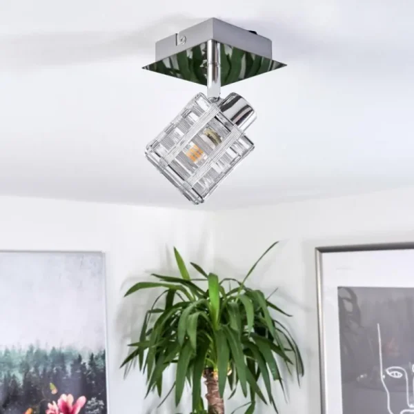 hofstein Plafonnier Desrue Chrome, Argenté, 1 lumière* Lampes Modernes
