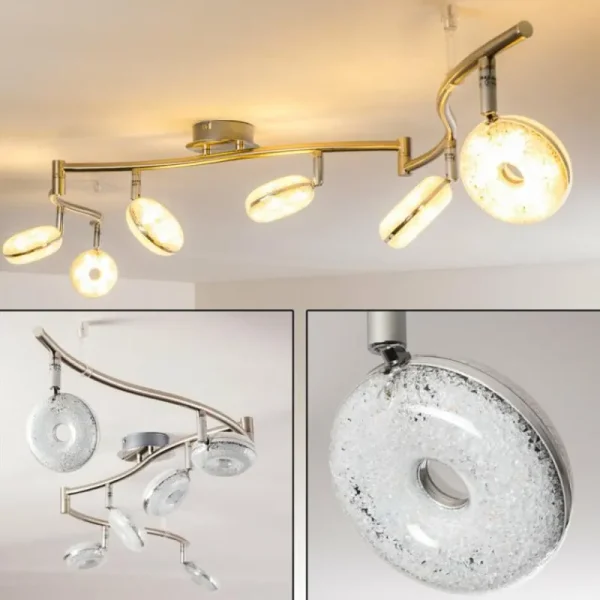 hofstein Plafonnier Donot LED Nickel mat, 6 lumières* Lampes Modernes