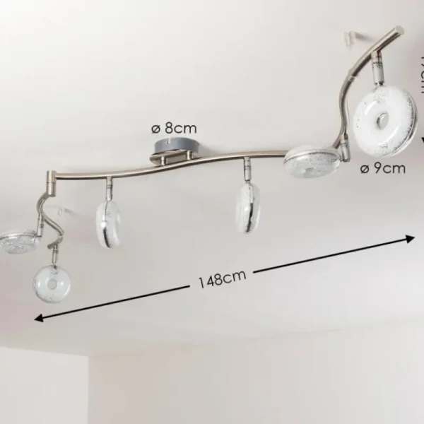 hofstein Plafonnier Donot LED Nickel mat, 6 lumières* Lampes Modernes