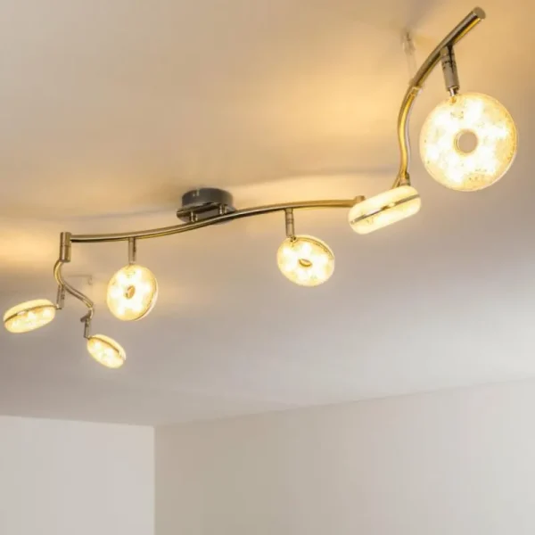 hofstein Plafonnier Donot LED Nickel mat, 6 lumières* Lampes Modernes