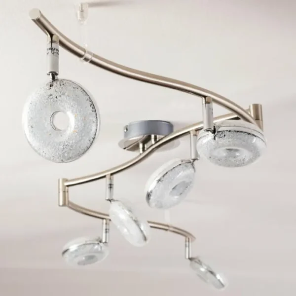 hofstein Plafonnier Donot LED Nickel mat, 6 lumières* Lampes Modernes