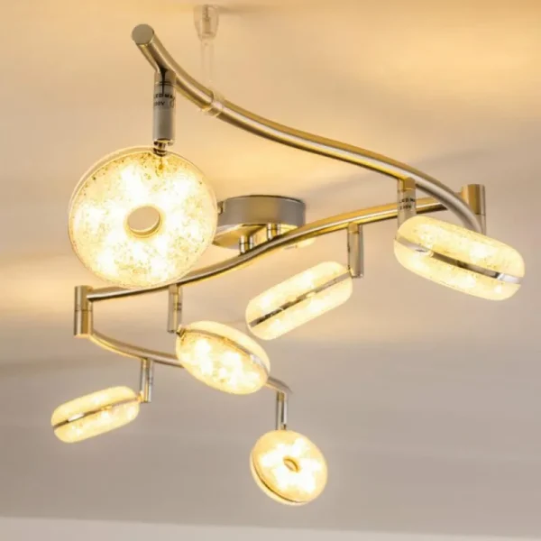 hofstein Plafonnier Donot LED Nickel mat, 6 lumières* Lampes Modernes