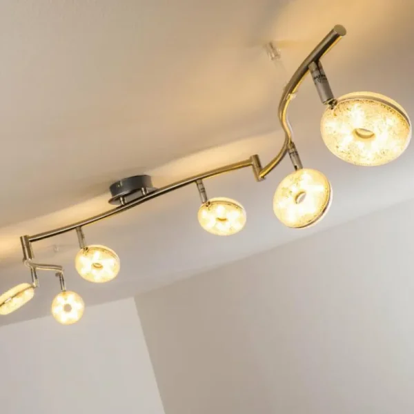 hofstein Plafonnier Donot LED Nickel mat, 6 lumières* Lampes Modernes