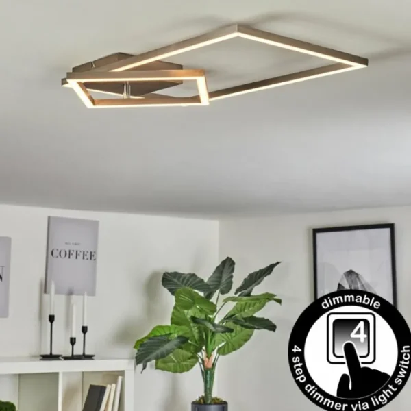hofstein Plafonnier Doyon LED Nickel mat, 1 lumière* Lampes Modernes