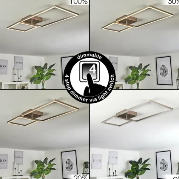 hofstein Plafonnier Doyon LED Nickel mat, 1 lumière* Lampes Modernes