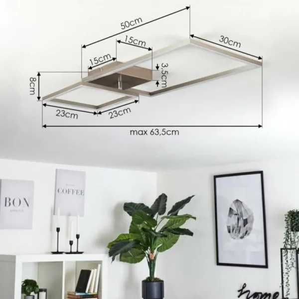 hofstein Plafonnier Doyon LED Nickel mat, 1 lumière* Lampes Modernes