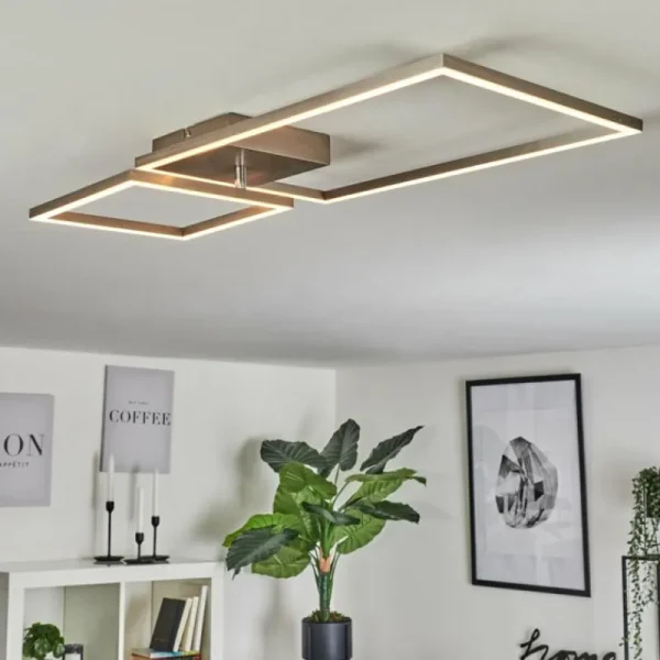 hofstein Plafonnier Doyon LED Nickel mat, 1 lumière* Lampes Modernes