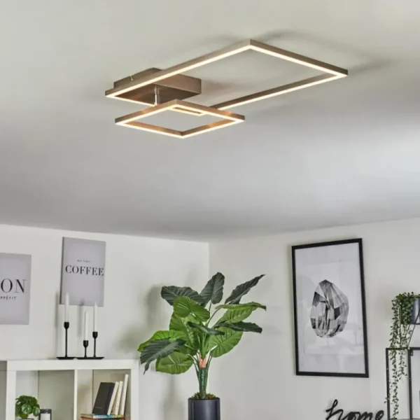 hofstein Plafonnier Doyon LED Nickel mat, 1 lumière* Lampes Modernes