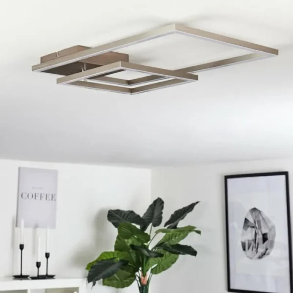 hofstein Plafonnier Doyon LED Nickel mat, 1 lumière* Lampes Modernes