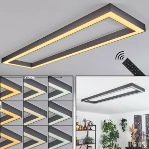 hofstein Plafonnier Dubuisson LED Anthracite, 1 lumière, Télécommandes* Lampes Modernes