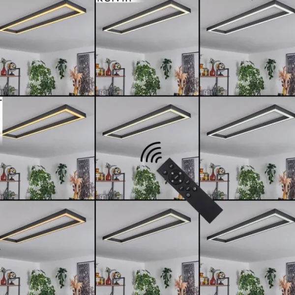 hofstein Plafonnier Dubuisson LED Anthracite, 1 lumière, Télécommandes* Lampes Modernes