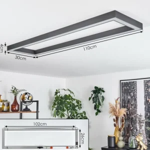 hofstein Plafonnier Dubuisson LED Anthracite, 1 lumière, Télécommandes* Lampes Modernes