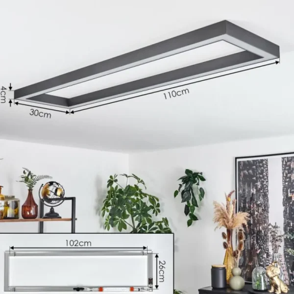 hofstein Plafonnier Dubuisson LED Anthracite, 1 lumière, Télécommandes* Lampes Modernes