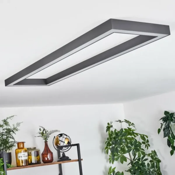 hofstein Plafonnier Dubuisson LED Anthracite, 1 lumière, Télécommandes* Lampes Modernes
