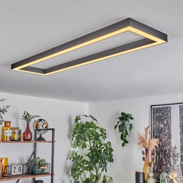 hofstein Plafonnier Dubuisson LED Anthracite, 1 lumière, Télécommandes* Lampes Modernes