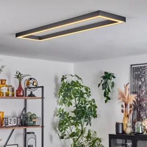 hofstein Plafonnier Dubuisson LED Anthracite, 1 lumière, Télécommandes* Lampes Modernes