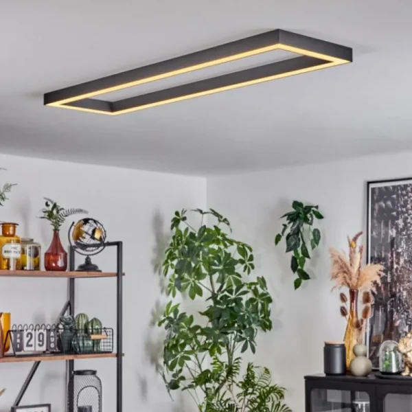 hofstein Plafonnier Dubuisson LED Anthracite, 1 lumière, Télécommandes* Lampes Modernes