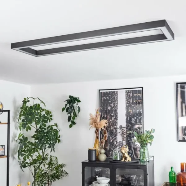 hofstein Plafonnier Dubuisson LED Anthracite, 1 lumière, Télécommandes* Lampes Modernes