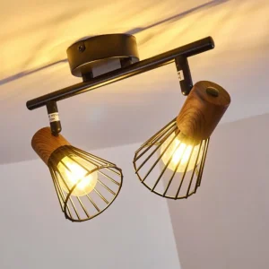 hofstein Plafonnier Errested Bois foncé, Noir, 2 lumières* Lampes Modernes