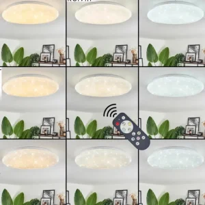 hofstein Plafonnier Esgos LED Blanc, 1 lumière, Télécommandes* Lampes Modernes