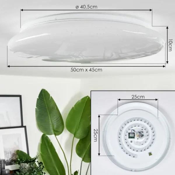 hofstein Plafonnier Esgos LED Blanc, 1 lumière, Télécommandes* Lampes Modernes