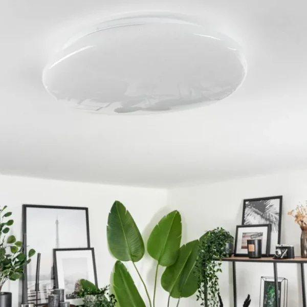 hofstein Plafonnier Esgos LED Blanc, 1 lumière, Télécommandes* Lampes Modernes