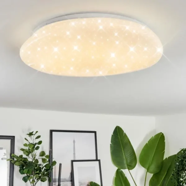 hofstein Plafonnier Esgos LED Blanc, 1 lumière, Télécommandes* Lampes Modernes