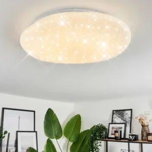 hofstein Plafonnier Esgos LED Blanc, 1 lumière, Télécommandes* Lampes Modernes