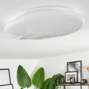 hofstein Plafonnier Esgos LED Blanc, 1 lumière, Télécommandes* Lampes Modernes