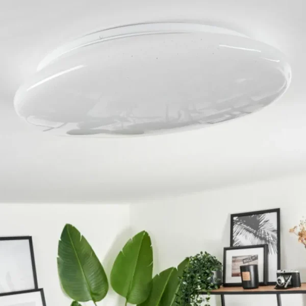 hofstein Plafonnier Esgos LED Blanc, 1 lumière, Télécommandes* Lampes Modernes
