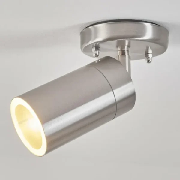 hofstein plafonnier extérieur Bessiebelle Acier inoxydable, Blanc, 1 lumière* Lampes Modernes